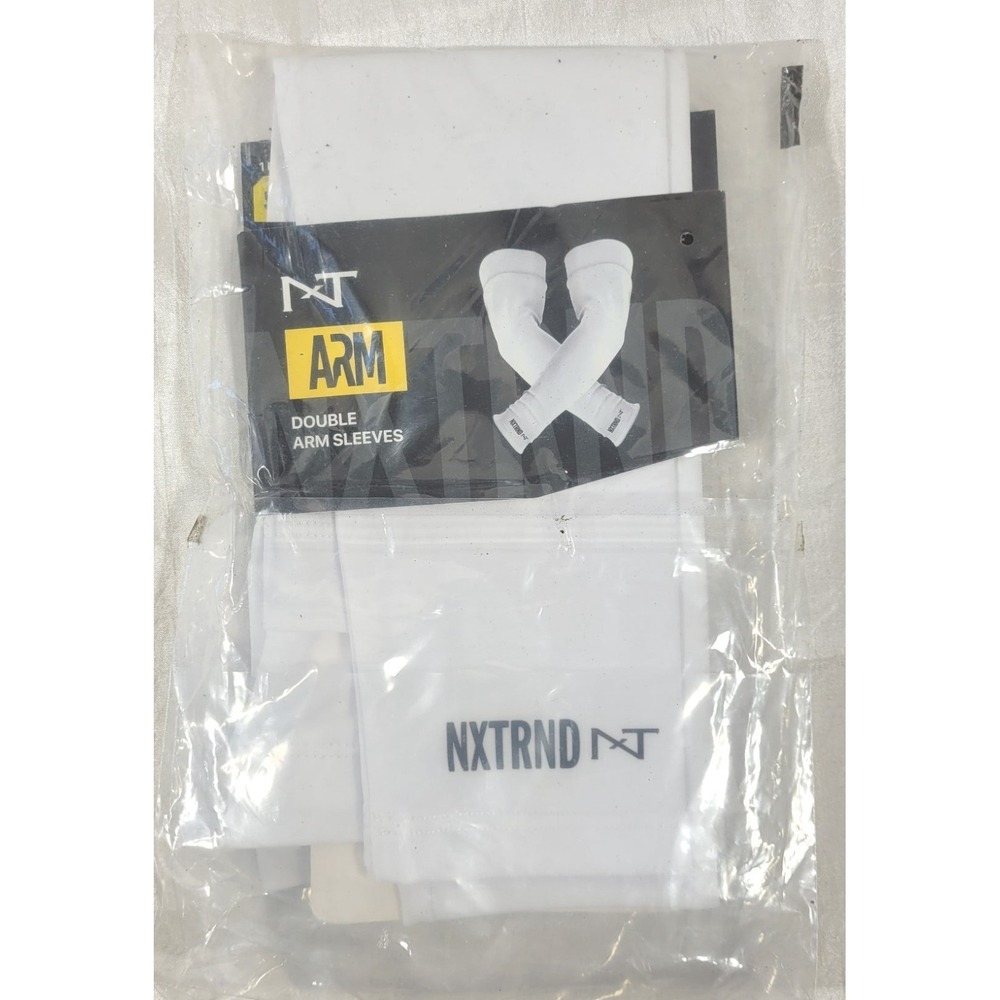 Pair of NXTRND Double Arm Compression Sleeves for Sports/Football - White